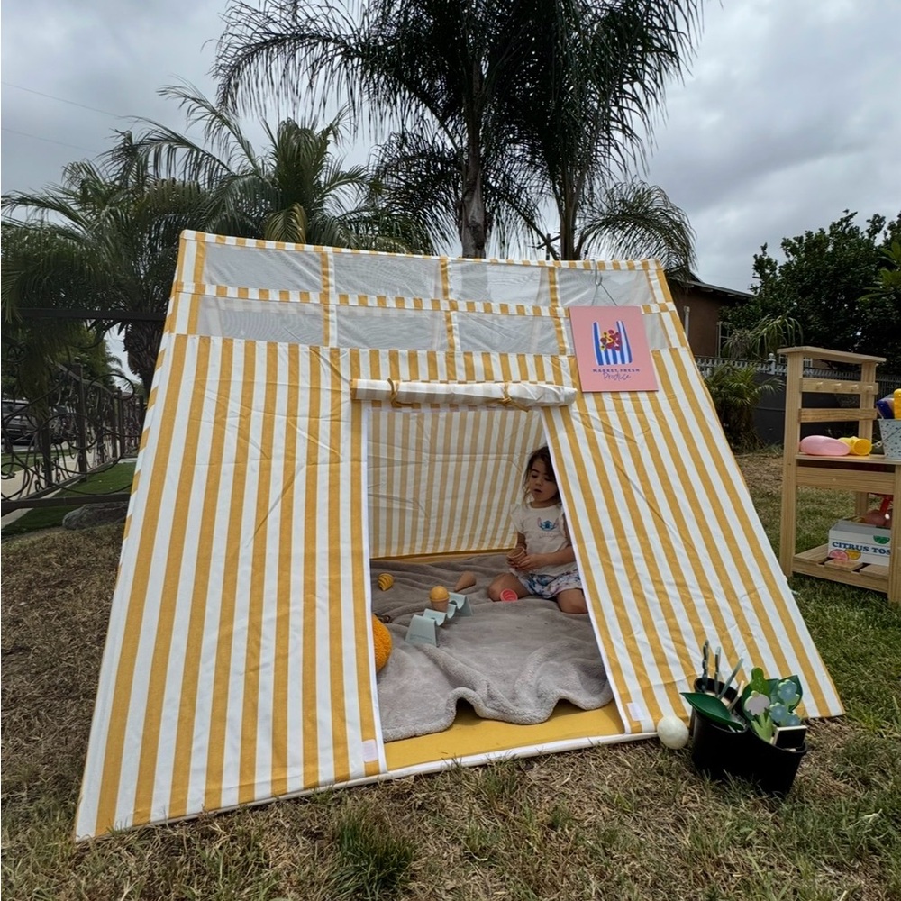 Yellow Striped Kids Play Tent - Picture 5 of 9